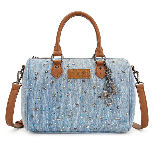 Wrangler Western Rhinestone Denim Boston Bag/Crossbody - WG458-51102JN