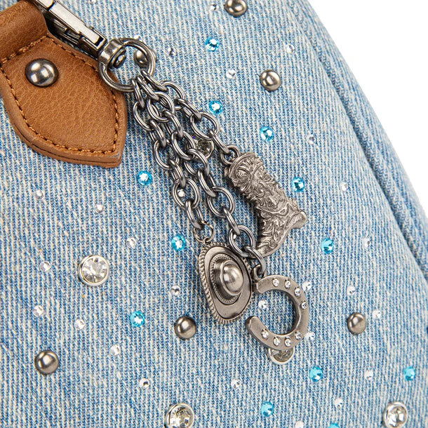 Wrangler Western Rhinestone Denim Boston Bag/Crossbody - WG458-51102JN