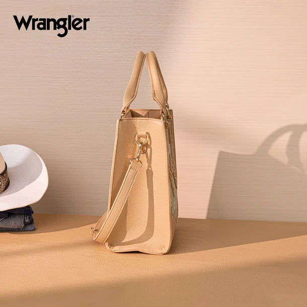 Wrangler Daisy Print Chevron Tote Crossbody Bag - WG481-8126GN