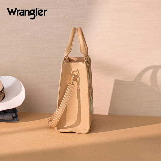 Wrangler Daisy Print Chevron Tote Crossbody Bag - WG481-8126GN