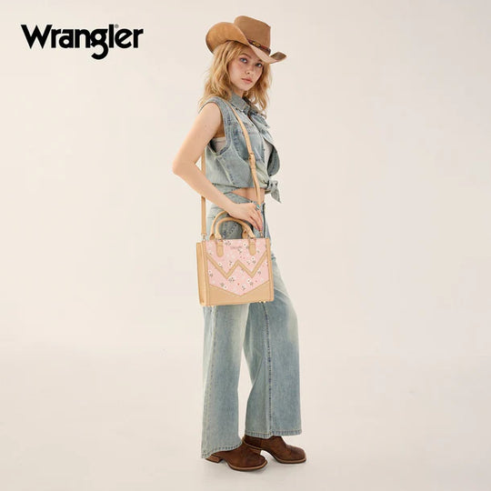 Wrangler Daisy Print Chevron Tote Crossbody Bag - WG481-8126PK