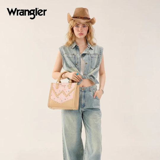 Wrangler Daisy Print Chevron Tote Crossbody Bag - WG481-8126PK