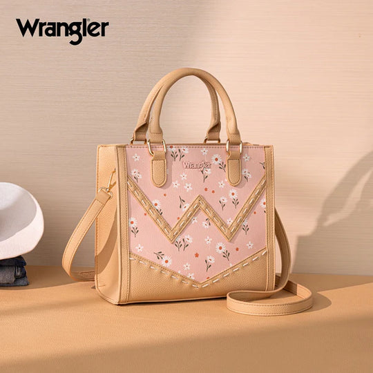 Wrangler Daisy Print Chevron Tote Crossbody Bag - WG481-8126PK
