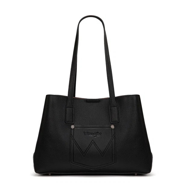 Wrangler Black Floral Accent Tote Shoulder Bag - WG482-8130BK