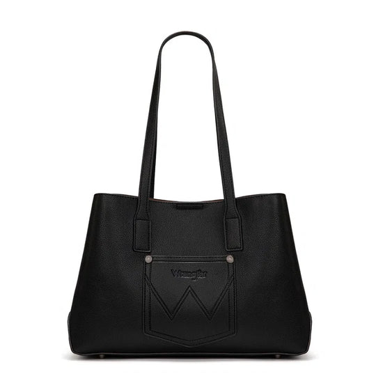 Wrangler Black Floral Accent Tote Shoulder Bag - WG482-8130BK