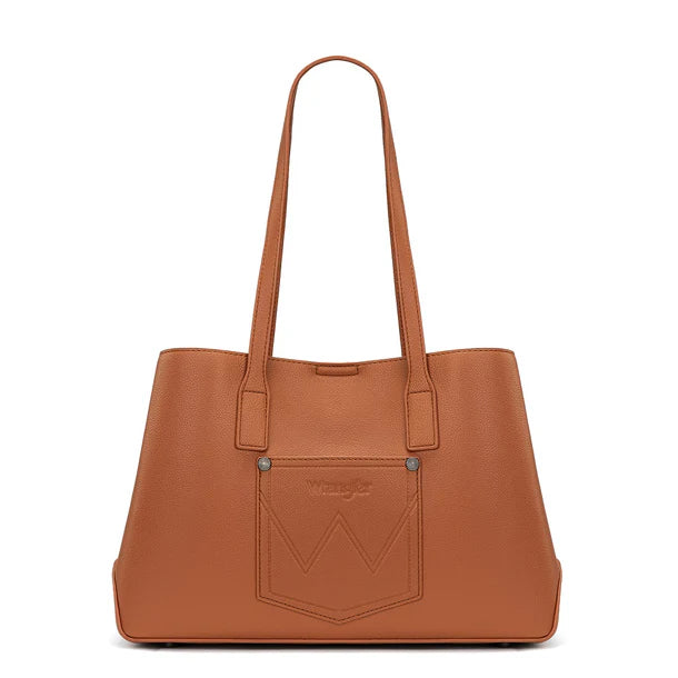 Wrangler Brown Floral Accent Tote Shoulder Bag - WG482-8130BR