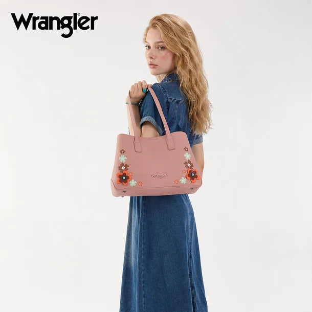 Wrangler Pink Floral Accent Tote Shoulder Bag - WG482-8130PK
