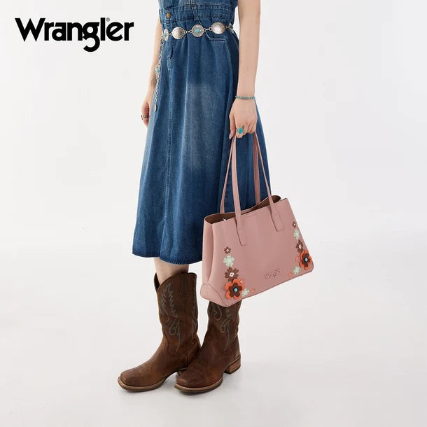 Wrangler Pink Floral Accent Tote Shoulder Bag - WG482-8130PK