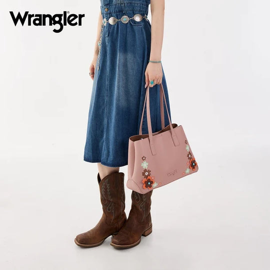 Wrangler Pink Floral Accent Tote Shoulder Bag - WG482-8130PK