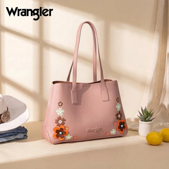 Wrangler Pink Floral Accent Tote Shoulder Bag - WG482-8130PK