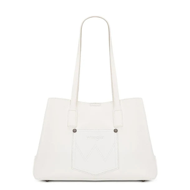 Wrangler White Floral Accent Tote Shoulder Bag - WG482-8130WT