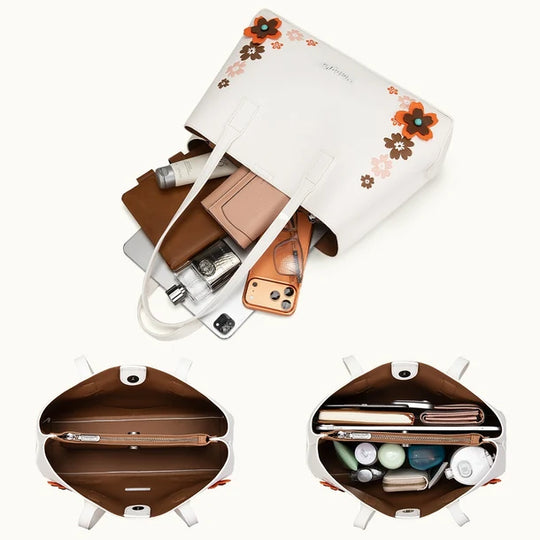 Wrangler White Floral Accent Tote Shoulder Bag - WG482-8130WT