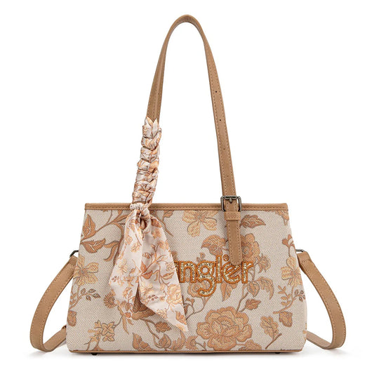 Wrangler Floral Printed Braided Scarf Gold Crossbody Bag - WG510-8130GD