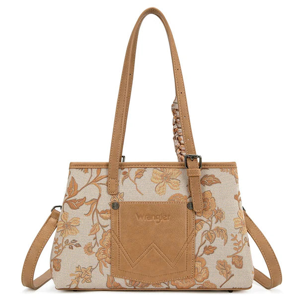 Wrangler Floral Printed Braided Scarf Gold Crossbody Bag - WG510-8130GD