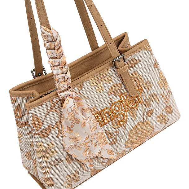 Wrangler Floral Printed Braided Scarf Gold Crossbody Bag - WG510-8130GD