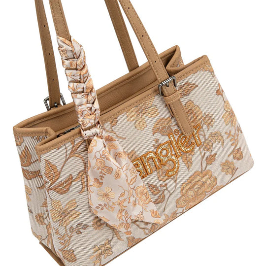 Wrangler Floral Printed Braided Scarf Gold Crossbody Bag - WG510-8130GD