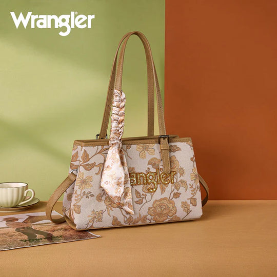 Wrangler Floral Printed Braided Scarf Gold Crossbody Bag - WG510-8130GD