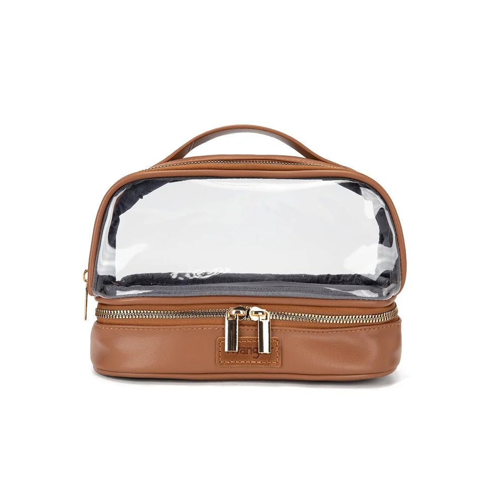 Wrangler Clear Top Double-Zip Cosmetic Pouch with Handle - WG545-9005