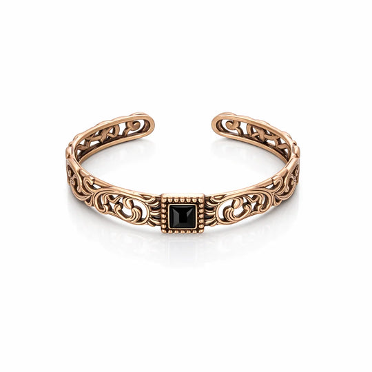 Wrangler Scroll Inlay Stone Cuff Bracelet - Gold - WG-AC-BC-100-GD