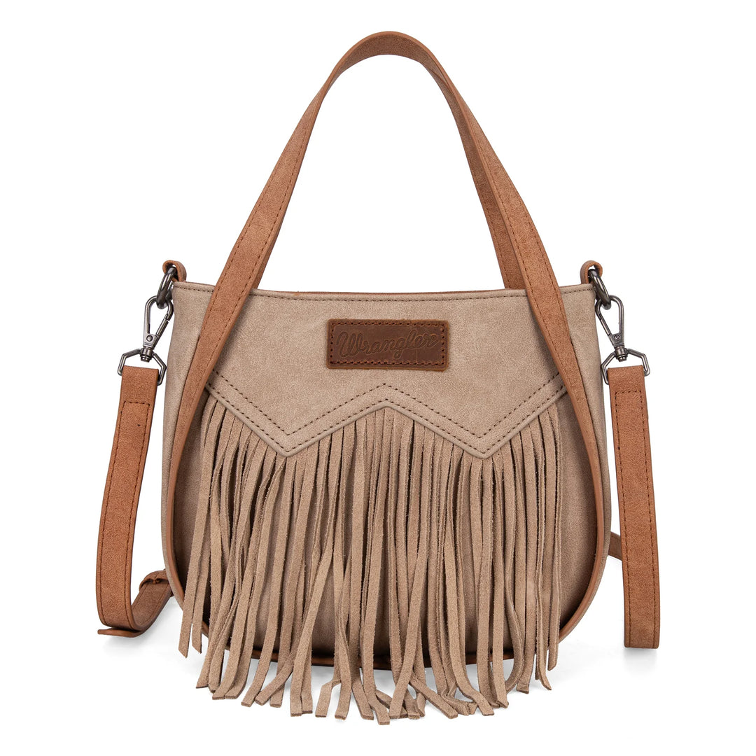 Wrangler "W" Stitch Fringe Two Tone Tote/Crossbody - WG162-8136TN