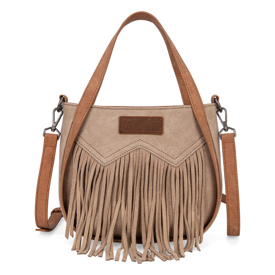 Wrangler "W" Stitch Fringe Two Tone Tote/Crossbody - WG162-8136TN