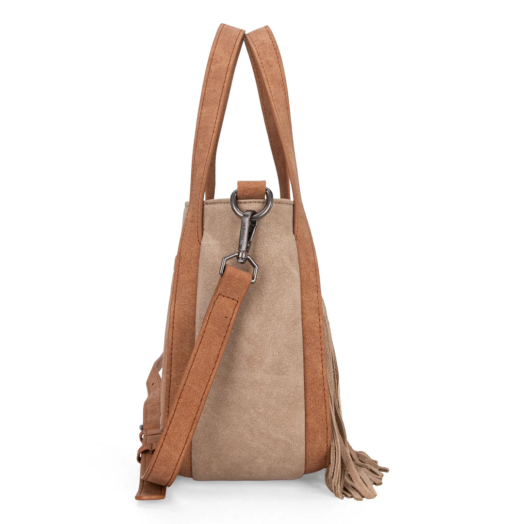 Wrangler "W" Stitch Fringe Two Tone Tote/Crossbody - WG162-8136TN