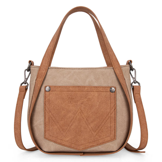 Wrangler "W" Stitch Fringe Two Tone Tote/Crossbody - WG162-8136TN
