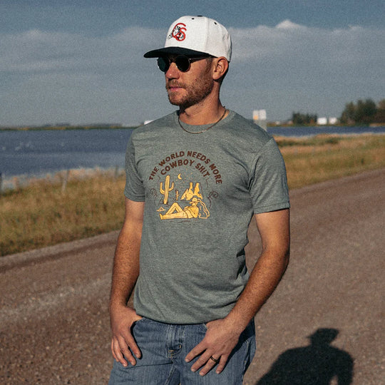 Cowboy Sh!t More Cowboy Sh!t Heather Military Gree T-Shirt - 224
