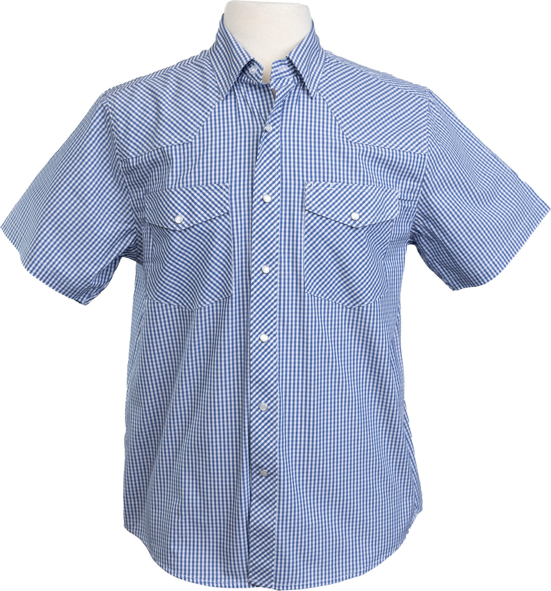 Men's Wyoming Trading Blue Western Short Sleeve Shirt - SP12