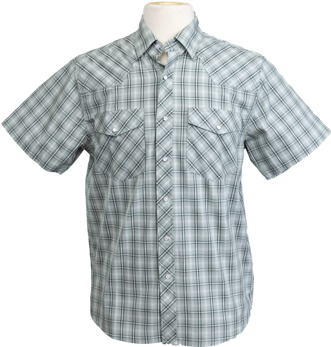Men's Wyoming Trading Green Western Short Sleeve Shirt - SP14