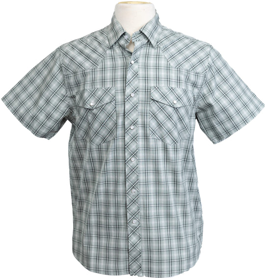 Men's Wyoming Trading Green Western Short Sleeve Shirt - SP14