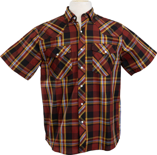 Men's Wyoming Trading Red Plaid Western Short Sleeve Shirt - SP09