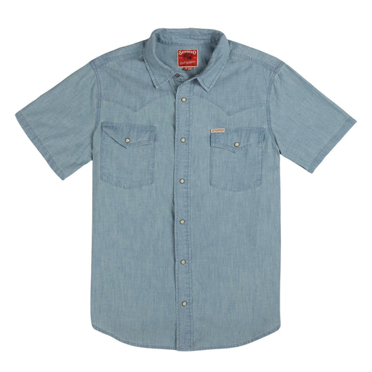 Sendero Provision Co The Wyatt Pearl Snap Short Sleeve Chambray Shirt