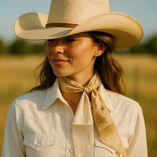 Rodeo Drive Green & Cream Western Skinny Mini Wild Rag Cowgirl Necktie - TW105