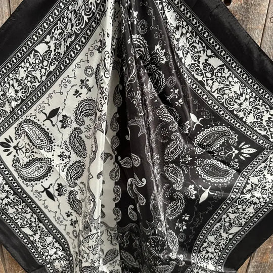 Rodeo Drive Black and White Paisley Wild Rag/Scarf - WR2559X