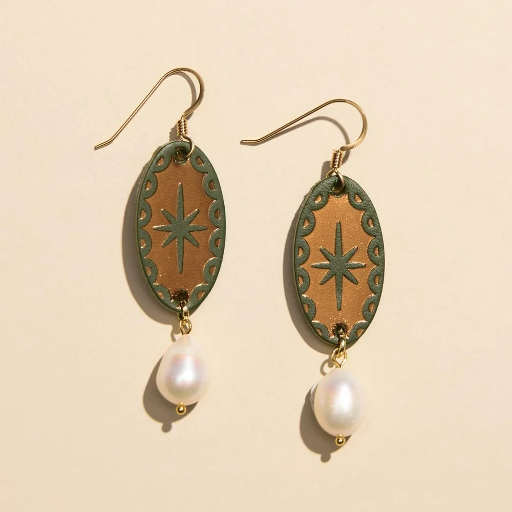 Nickel & Suede Basil Auden Pearl Drop Earrings
