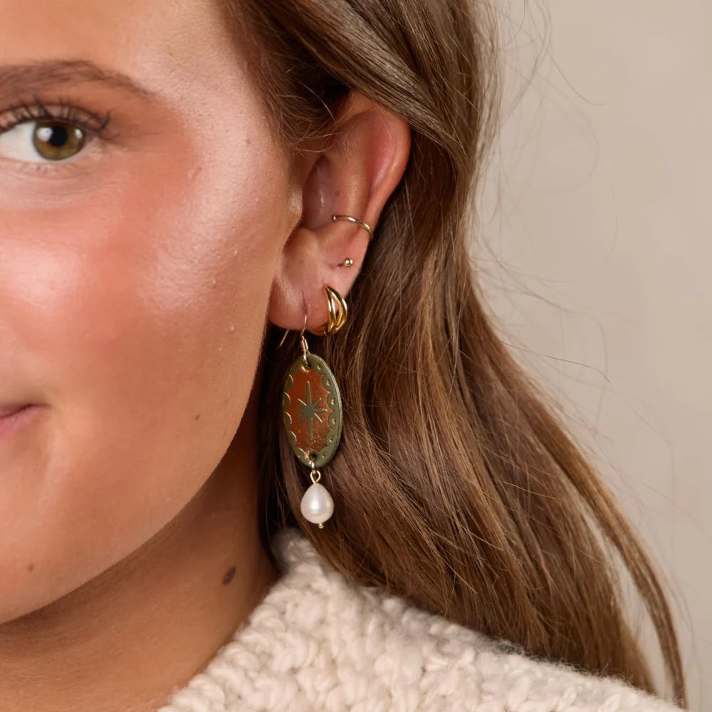 Nickel & Suede Basil Auden Pearl Drop Earrings