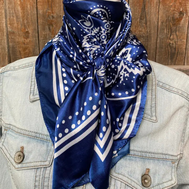 Rodeo Drive Blue Floral Paisley Wild Rag - WR3382