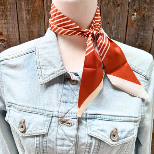 Rodeo Drive Burnt Orange & Cream Western Skinny Wild Rag Cowgirl Necktie - TW110