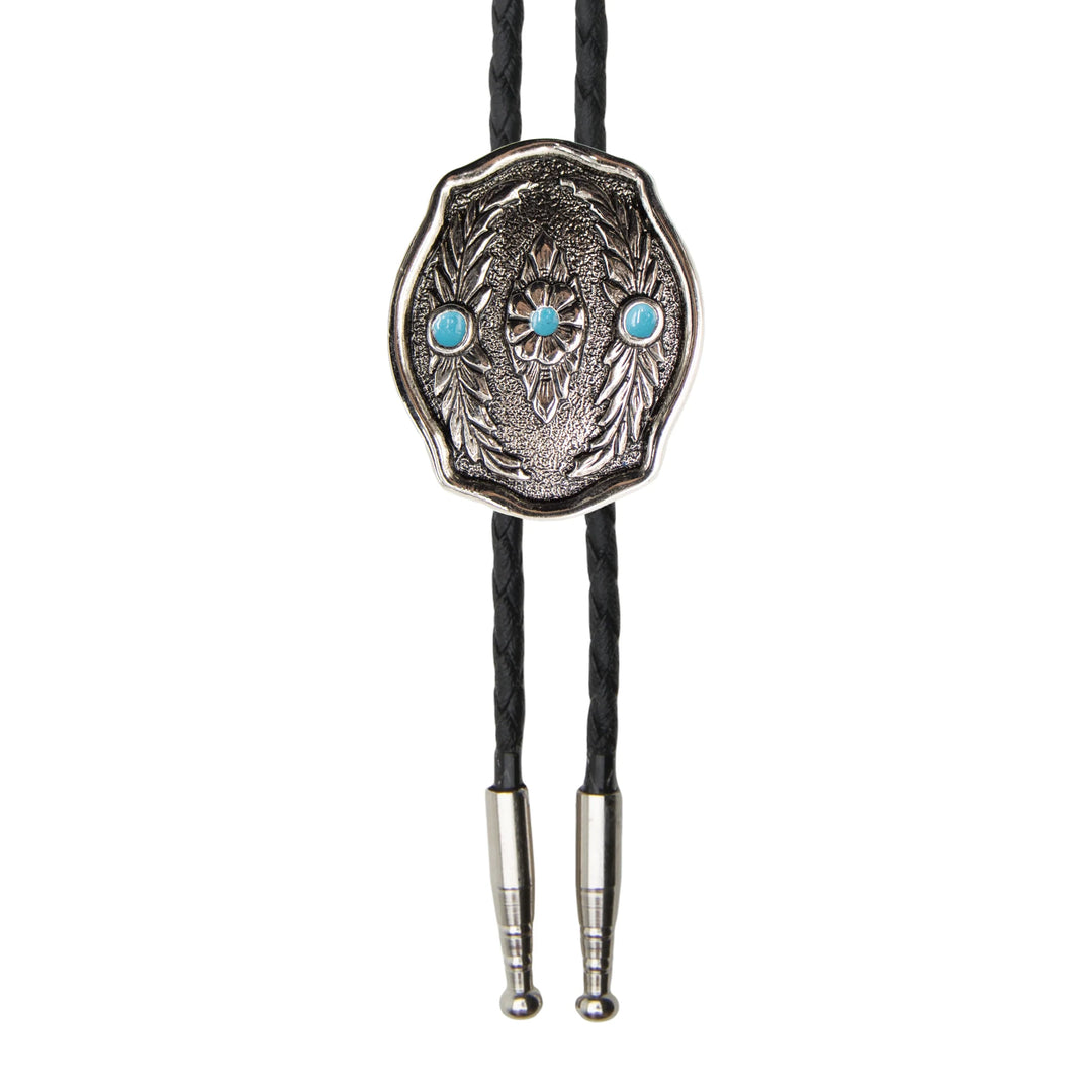 And West Feathers with Turquoise Bolo - BOL174