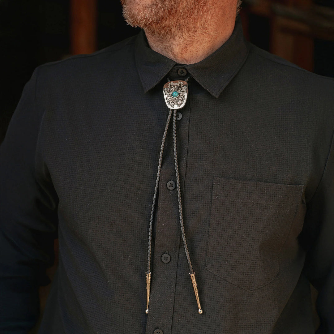 And West Iconic Vines with Turquoise Bead Bolo - BOLIC05