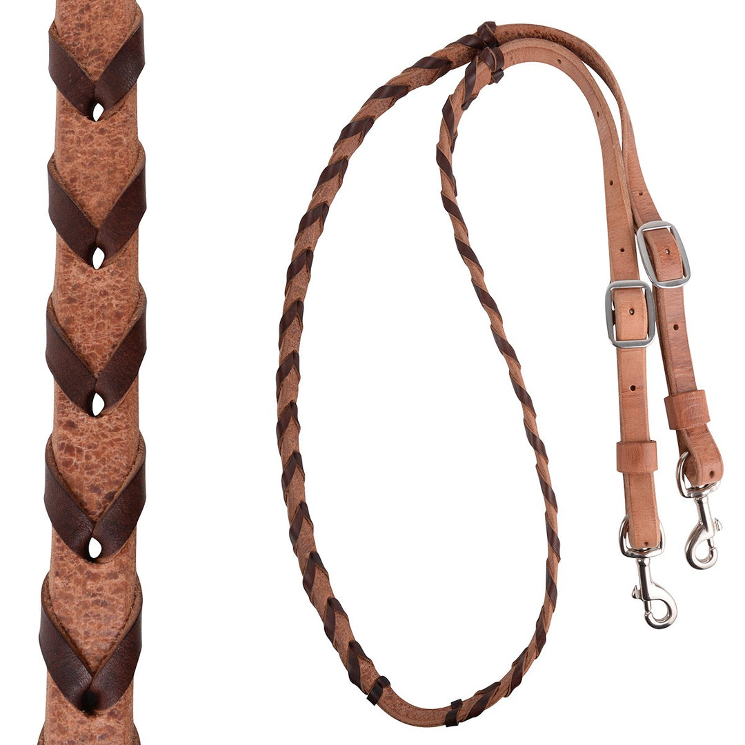 Martin Saddlery Latigo Laced Barrel Rein, 5/8-inch Thick Buckle and Keeper Snap Ends