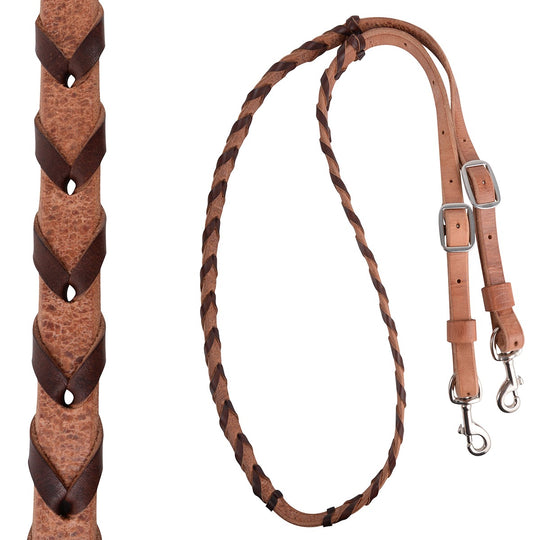 Martin Saddlery Latigo Laced Barrel Rein, 5/8-inch Thick Buckle and Keeper Snap Ends