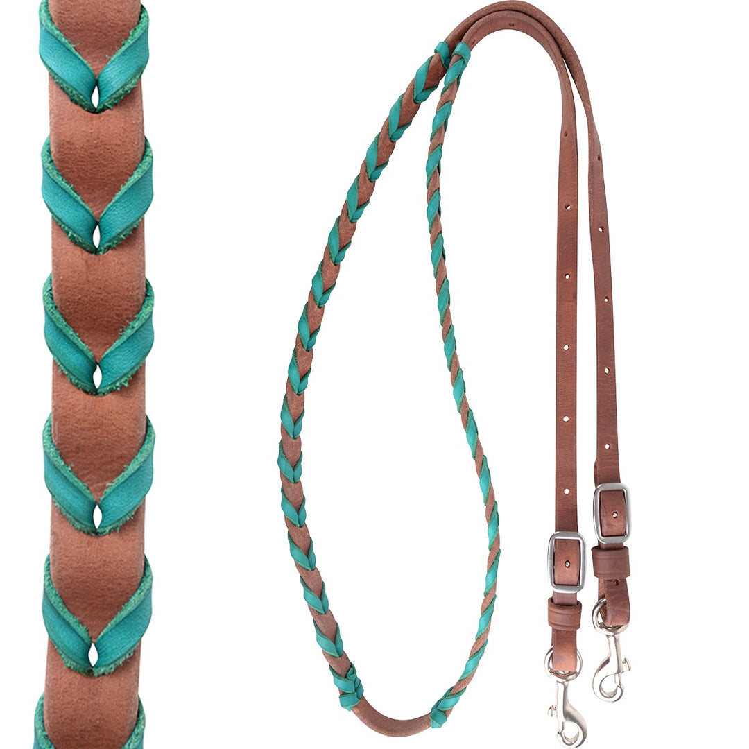 Martin Saddlery Latigo Laced Barrel Rein, 5/8-inch Thick Buckle and Keeper Snap Ends