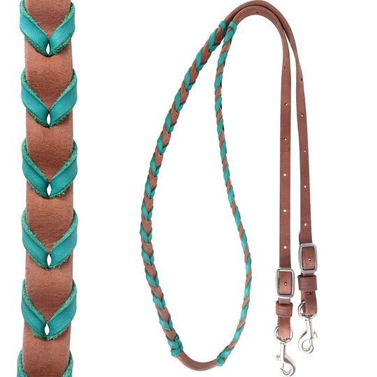 Martin Saddlery Latigo Laced Barrel Rein, 5/8-inch Thick Buckle and Keeper Snap Ends