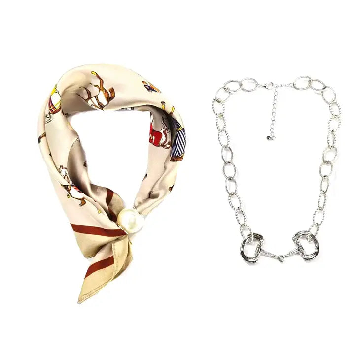 Western Snaffle Bit & Scarf Necklace Set - SN0872SBMUL
