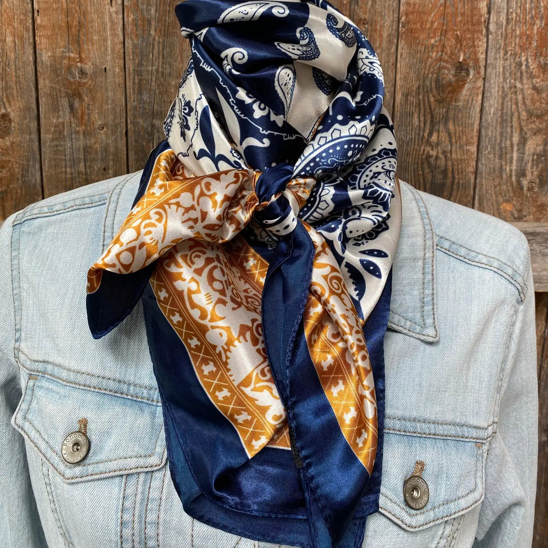 Rodeo Drive Blue Two-Toned Paisley Wild Rag/Scarf - WR3300