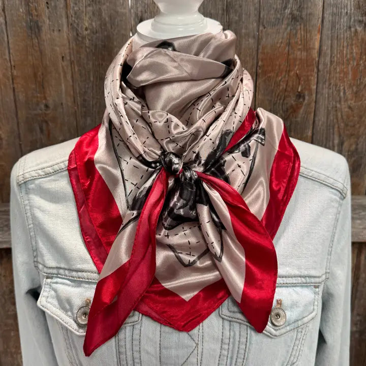 Rodeo Drive Cream & Red Four Leaf Clover Wild Rag/Scarf - WR323