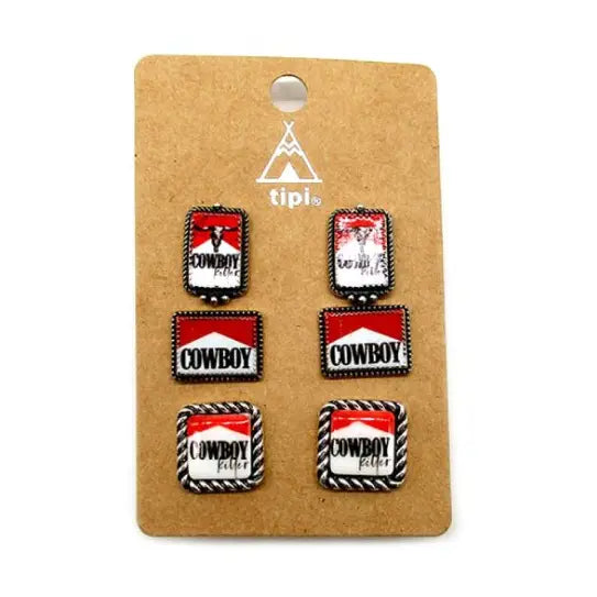 Western Cowboy Killer 3 Pair Earring Set - SE3037MUL
