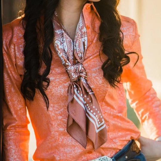 Rodeo Drive Copper Floral Paisley Wild Rag - WR3381